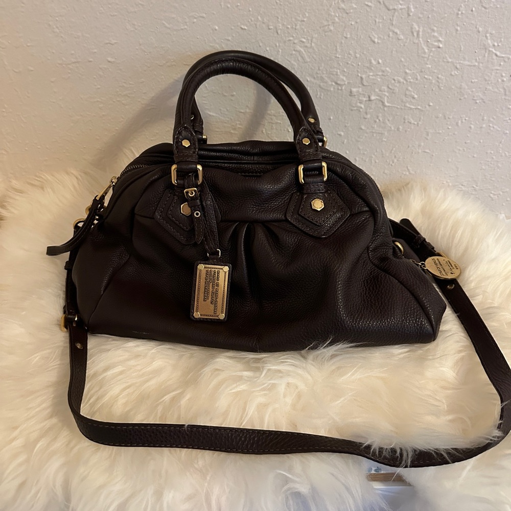 Marc Jacobs Classic Q Baby Aiden Brown Leather Satchel crossbody purse VINTAGE